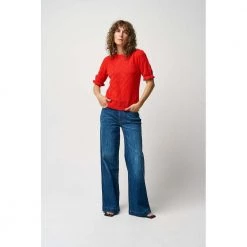 Pieszak PD-Lauren SS Needledrop Knitwear Red -Dame-strikkegensere Salg unnamed file 1077