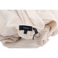 Theory Linear Knit Bell-Sleeve Top In Wool White