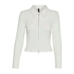 VERO MODA Serafina Ls Zipper Genser White