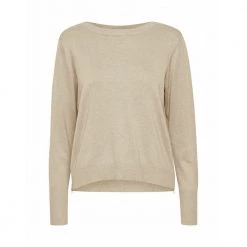 PULZ Jeans Sara Boatneck Pullover Beige -Dame-strikkegensere Salg unnamed file 1338