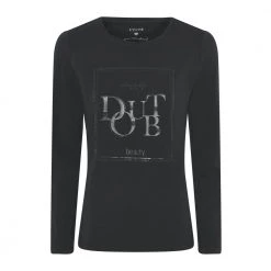 Sort Godske T-Skjorte/Topp Med Lange Ermer Med Motiv I Glitrene Stener Fra Icona - Sort Topper Black