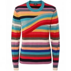 Paul Smith Swirl Stripe Merino Wool Sweater Red