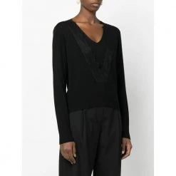 Patrizia Pepe V-Neck Sweater Black -Dame-strikkegensere Salg unnamed file 1586