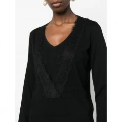 Patrizia Pepe V-Neck Sweater Black -Dame-strikkegensere Salg unnamed file 1587
