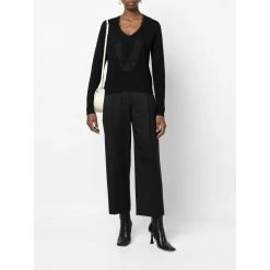 Patrizia Pepe V-Neck Sweater Black -Dame-strikkegensere Salg unnamed file 1588