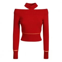 Alexander McQueen Round-neck Knitwear Red -Dame-strikkegensere Salg unnamed file 1614