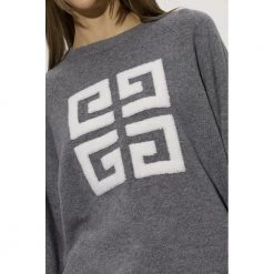 Givenchy Cashmere Sweater With Logo Gray -Dame-strikkegensere Salg unnamed file 1625