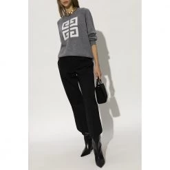 Givenchy Cashmere Sweater With Logo Gray -Dame-strikkegensere Salg unnamed file 1626