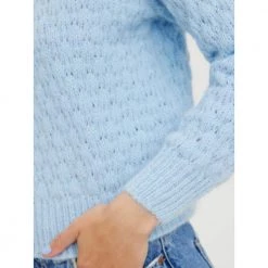 Lyseblå Vero Moda Vmwinnie Structure Ls O-Neck Blouse Genser Blue -Dame-strikkegensere Salg unnamed file 1798