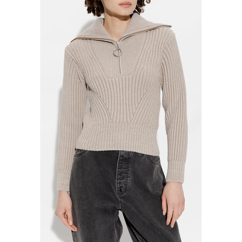 Ami Paris Wool Sweater With Collar Beige 2 Ami Paris Wool Sweater With Collar Beige - Bilde 2