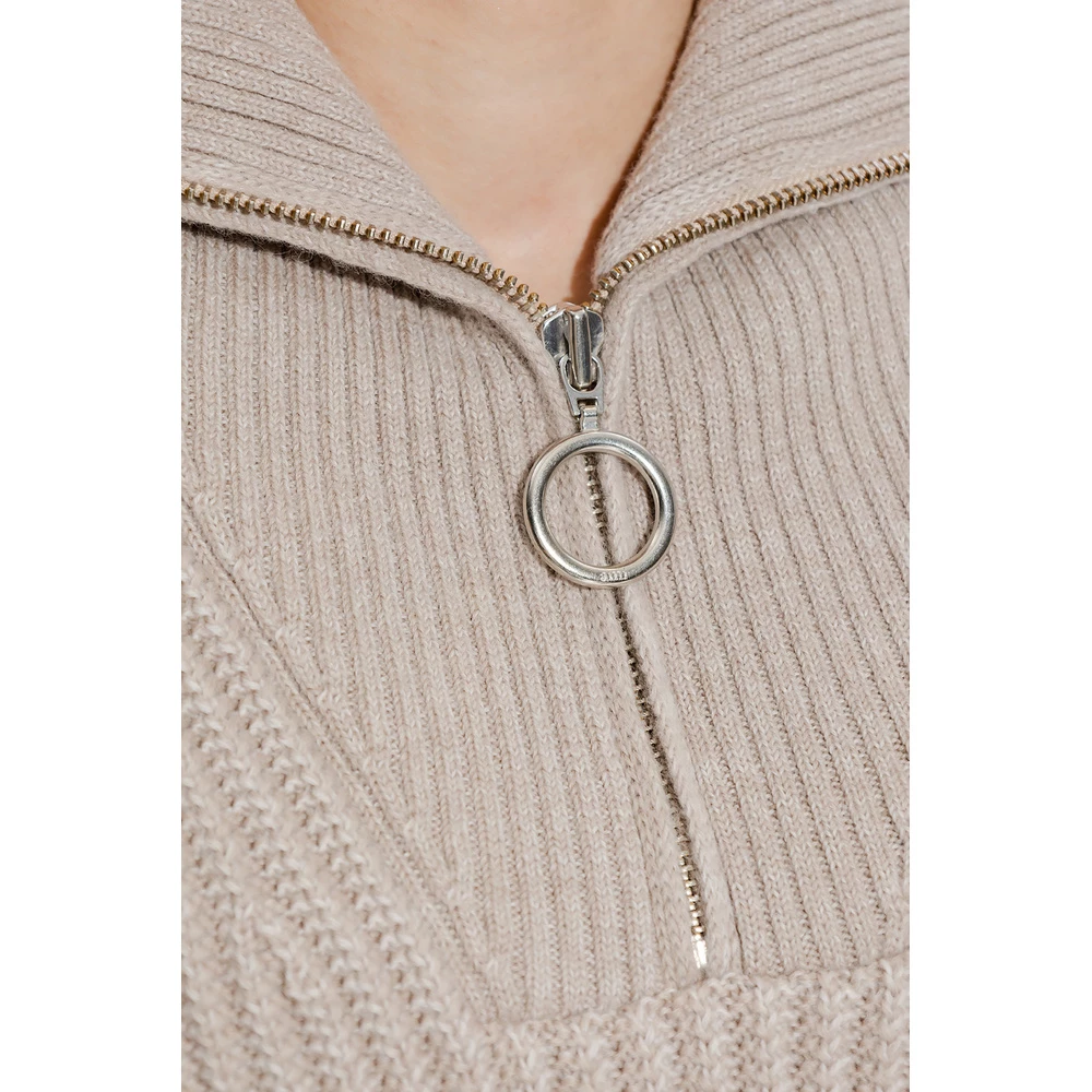 Ami Paris Wool Sweater With Collar Beige 3 Ami Paris Wool Sweater With Collar Beige - Bilde 3