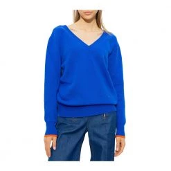 Victoria Beckham Cashmere Sweater Blue -Dame-strikkegensere Salg unnamed file 1888