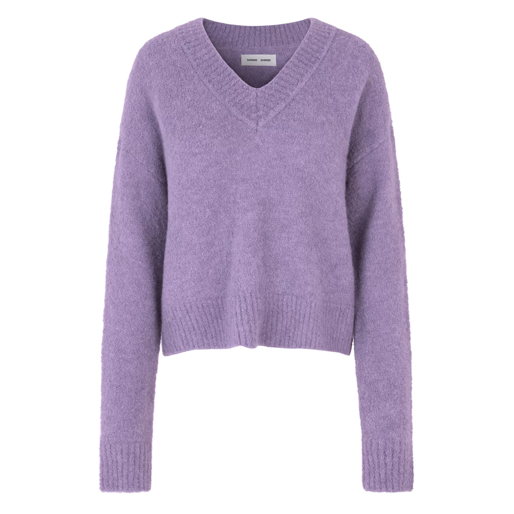 Lyselilla Samsøe Samsøe Mila V Neck 14464 Genser Purple 4 Lyselilla Samsøe Samsøe Mila V Neck 14464 Genser Purple - Bilde 4
