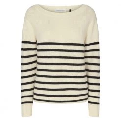 Pieszak Laura Striped Boatneck Beige -Dame-strikkegensere Salg unnamed file 2117