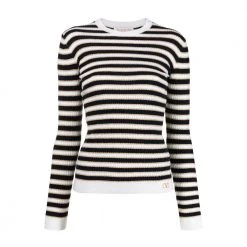 Valentino Top With Stripes White -Dame-strikkegensere Salg unnamed file 2127