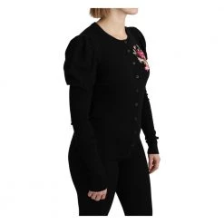 Dolce & Gabbana Floral Long Sleeve Sweater Black