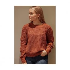 Tricot Summer Pointelle Sweater Brown -Dame-strikkegensere Salg unnamed file 2255