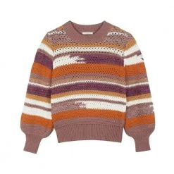 Sessun Ticana Striped Sweater In Cotton And Polyamide Brown