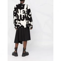 Alexander McQueen Wool Sweater With All Over Logo Black