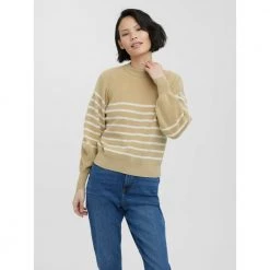 Sand Vero Moda Vmtenna LS Neck Knit Genser Beige -Dame-strikkegensere Salg unnamed file 2564