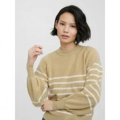 Sand Vero Moda Vmtenna LS Neck Knit Genser Beige -Dame-strikkegensere Salg unnamed file 2566