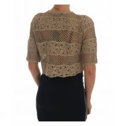 Dolce & Gabbana Crochet Knitted Floral Sweater Beige