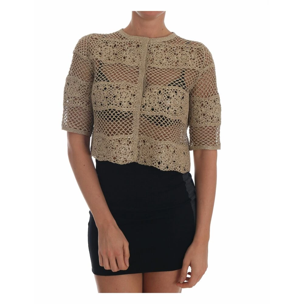 Dolce & Gabbana Crochet Knitted Floral Sweater Beige 2 Dolce & Gabbana Crochet Knitted Floral Sweater Beige - Bilde 2