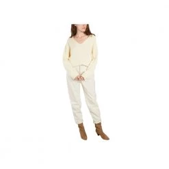 Samsøe Samsøe Joanne V-neck 14303 Cotton Sweater Beige -Dame-strikkegensere Salg unnamed file 2628
