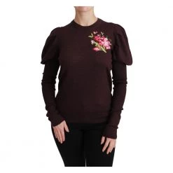 Dolce & Gabbana Floral Pullover Sweater Brown -Dame-strikkegensere Salg unnamed file 2708
