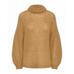 Lys Brun Y.A.S Yaslambi Strikket Ullgenser Med Mohair Og Høyhals (Rollneck) Brown