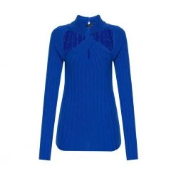 Versace Cut-out Sweater Blue -Dame-strikkegensere Salg unnamed file 2755