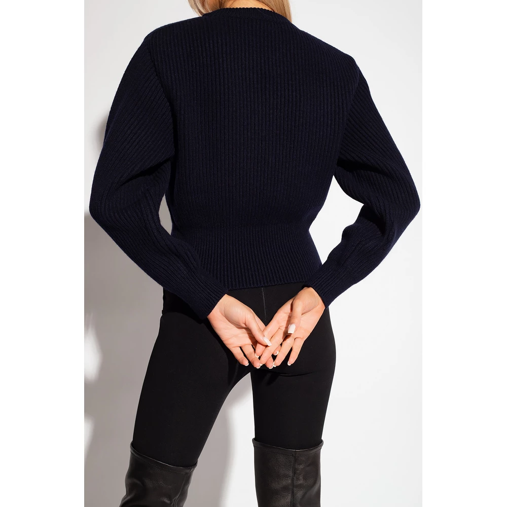 Alaïa Ribbed Sweater Blue 1 Alaïa Ribbed Sweater Blue