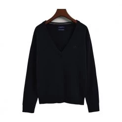 Blå Gant Gant Superfine Lambswool V-Neck Overdeler Blue -Dame-strikkegensere Salg unnamed file 3117