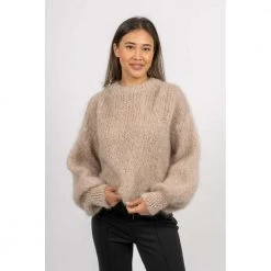 American Dreams Toga Back Tie Pullover - Beige Beige -Dame-strikkegensere Salg unnamed file 3171