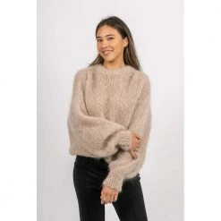 American Dreams Toga Back Tie Pullover - Beige Beige -Dame-strikkegensere Salg unnamed file 3172