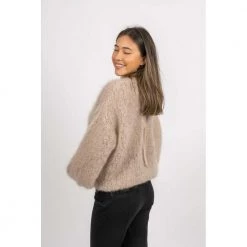 American Dreams Toga Back Tie Pullover - Beige Beige -Dame-strikkegensere Salg unnamed file 3173