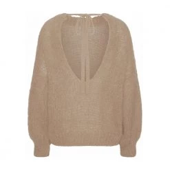 American Dreams Toga Back Tie Pullover - Beige Beige -Dame-strikkegensere Salg unnamed file 3175