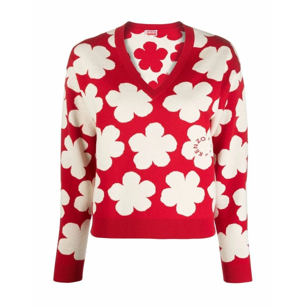 Kenzo V-neck Knitwear Red 1 Kenzo V-neck Knitwear Red