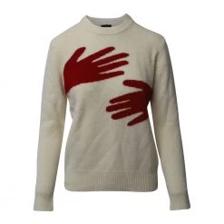 Joseph Hand Print Sweater White -Dame-strikkegensere Salg unnamed file 339