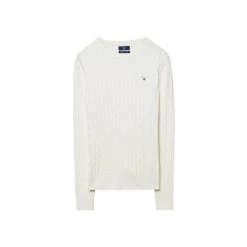 Gant STRETCH CABLE CREW White