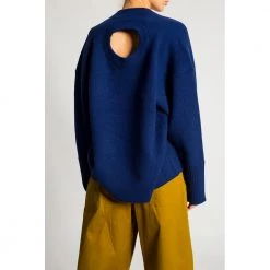 Proenza Schouler Cashmere Sweater Blue -Dame-strikkegensere Salg unnamed file 3710