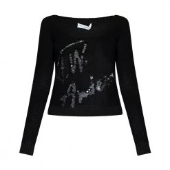 JW Anderson Sweater With Sequin Logo Black