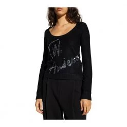 JW Anderson Sweater With Sequin Logo Black -Dame-strikkegensere Salg unnamed file 3735