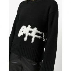 Off White Round-neck Knitwear Black 7 Off White Round-neck Knitwear Black -Dame-strikkegensere Salg unnamed file 3764