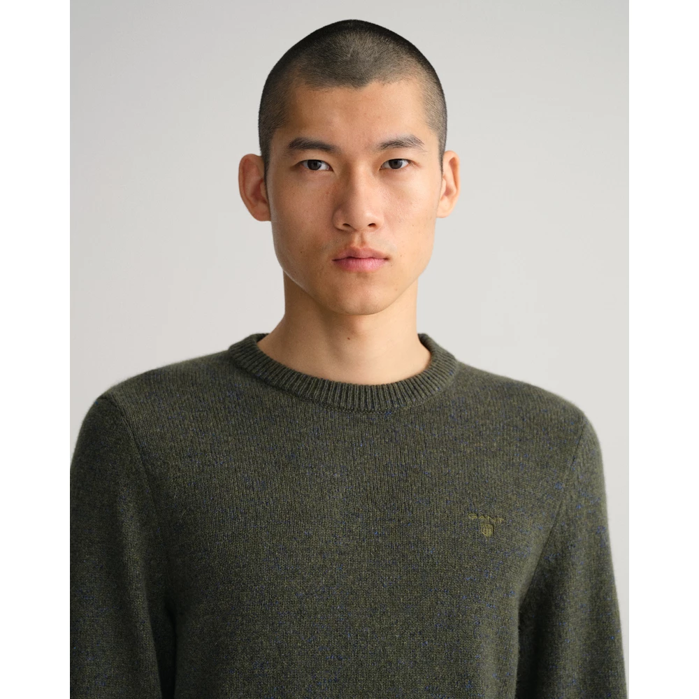 Mørkegrønn Gant D2. Neps Melange C-Neck Genser Green 2 Mørkegrønn Gant D2. Neps Melange C-Neck Genser Green - Bilde 2