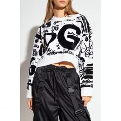 Dolce & Gabbana Wool Sweater With Logo White