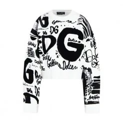 Dolce & Gabbana Wool Sweater With Logo White -Dame-strikkegensere Salg unnamed file 3969