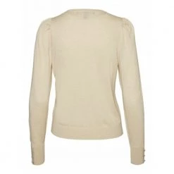 Beige Vero Moda Silke Ls O-Neck Button Blouse Genser Beige