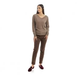 Manila Grace V-neck Knitwear Brown -Dame-strikkegensere Salg unnamed file 4103