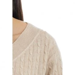 Manila Grace V-neck Knitwear Beige -Dame-strikkegensere Salg unnamed file 4124